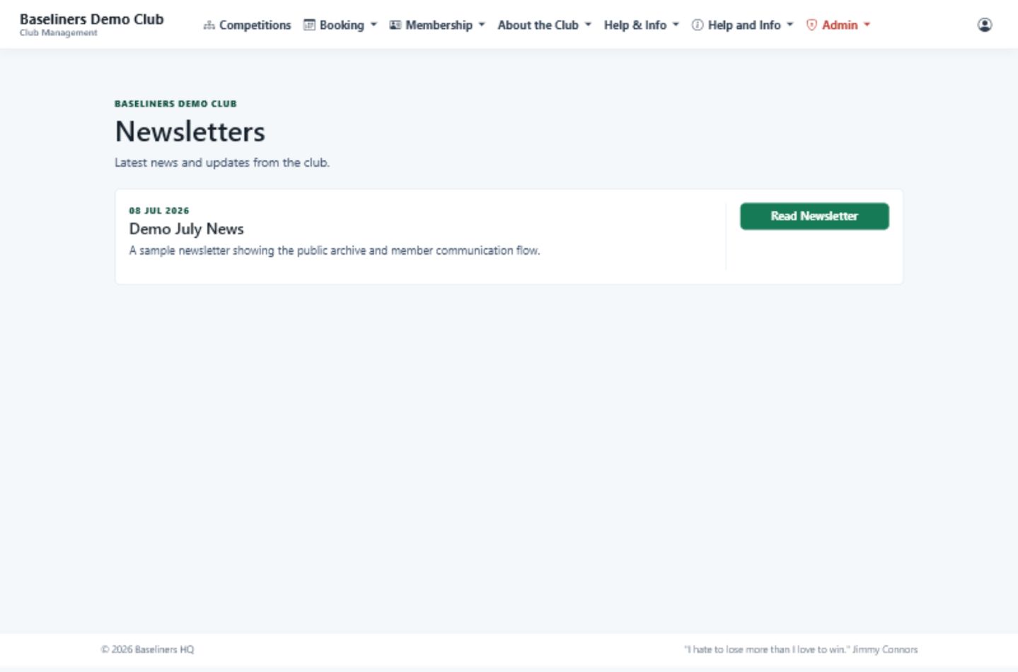 Public newsletter archive