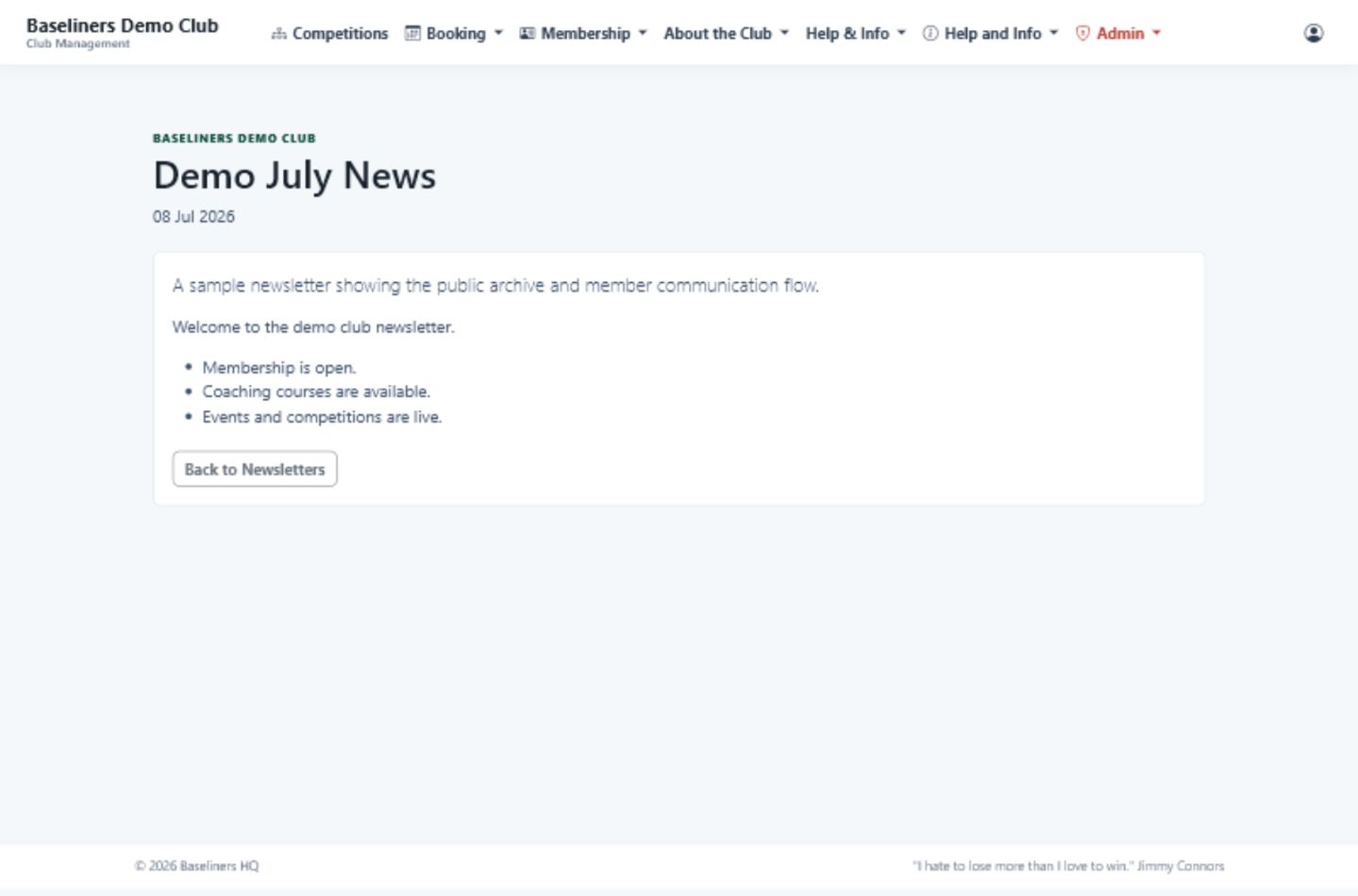 Newsletter detail page